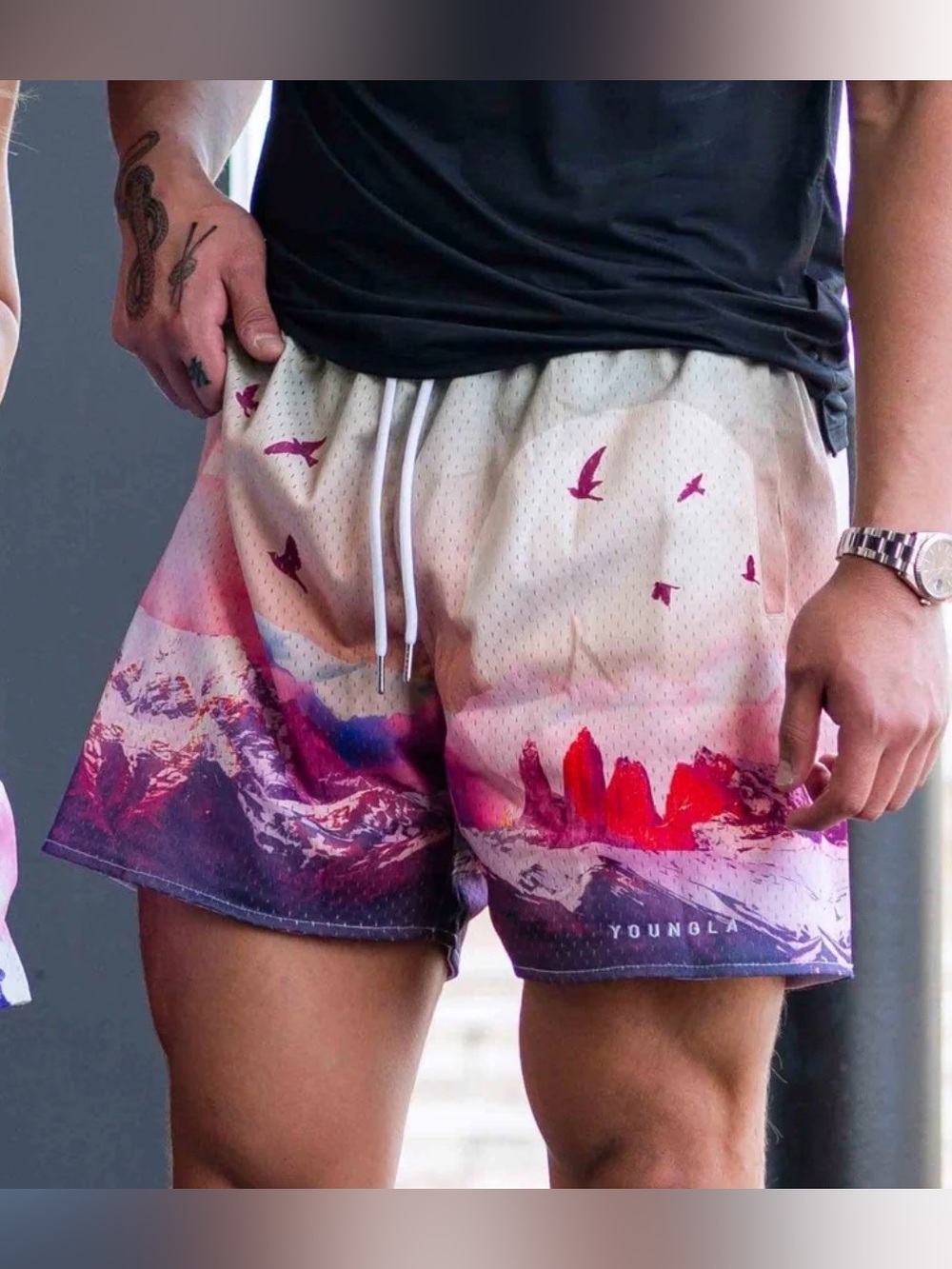 YoungLA 141 Block Party Sedona Sunrise Mesh Gym Shorts Men’s Sz Medium